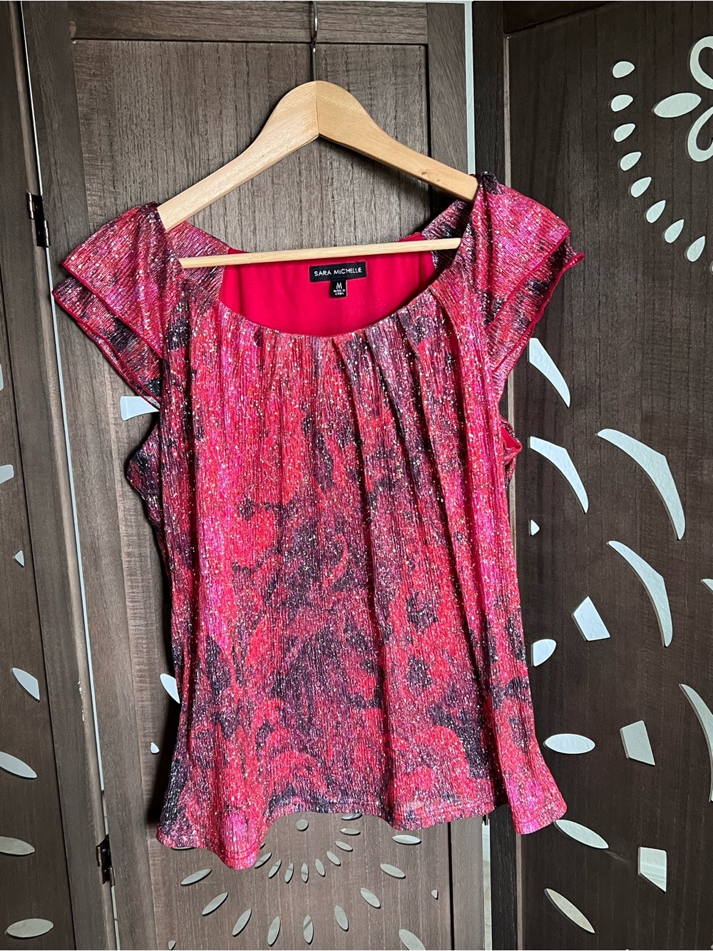 Sara Michelle Fuchsia Sparkle Cap Sleeve Blouse